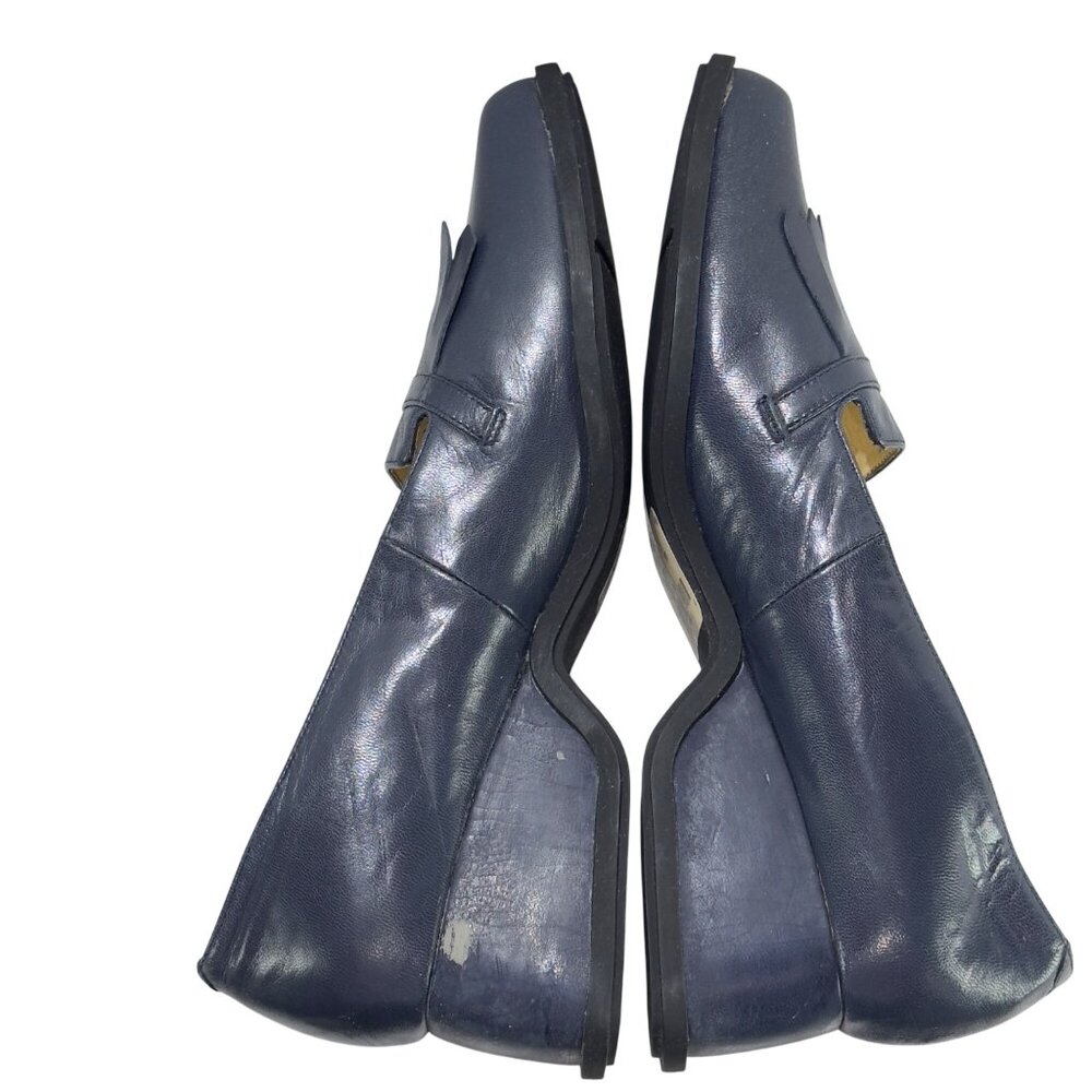 BISOU BISOU Dutch Navy Loafers Women's Leather Fringed Vamp Size 7.5N - Picture 5 of 13